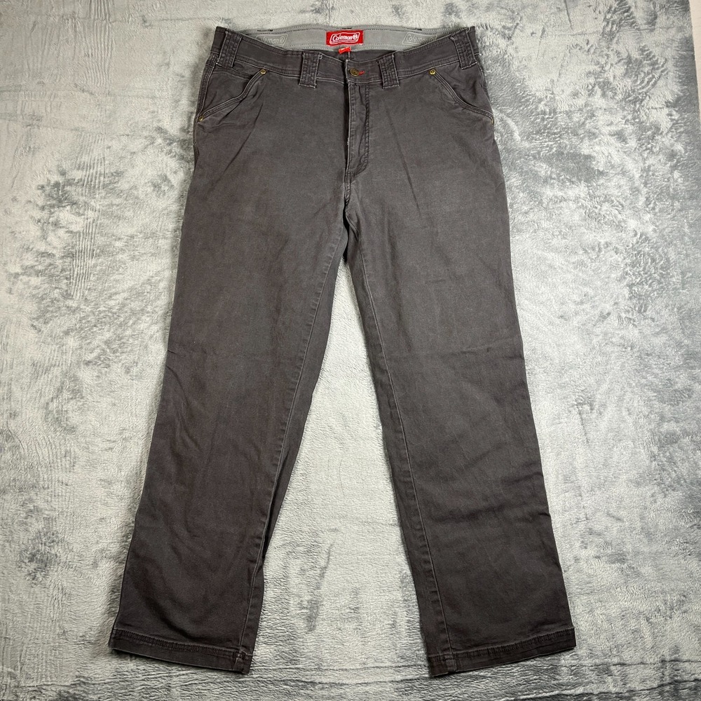 Coleman Carpenter Pants Men 36x32 Charcoal Gray Utility Pocket Logo Straight Leg